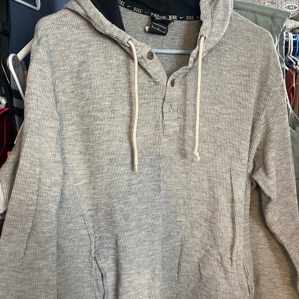 Nike Gray Hoodie with Cream Drawstrings